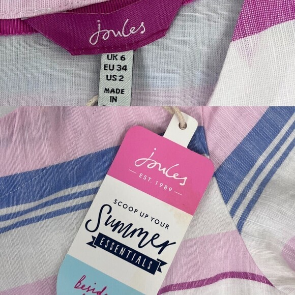 Joules Size 2 Henrietta Pink Cotton Linen Sheath Mini NEW Dress Party Minimalist - Picture 7 of 9